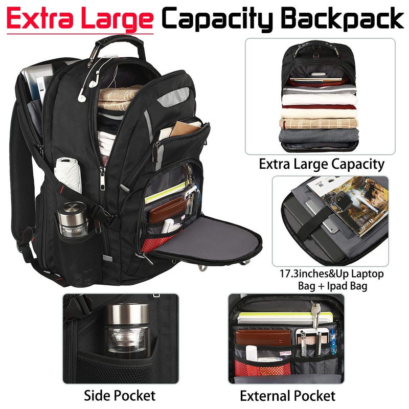 Mogplof 18.4 Laptop Backpack for Men, 55L-60L Extra Large Gaming Laptops Backpack with USB Charger Port, TSA Friendly Flight Approved RFID Anti-theft Pocket, Water Resistant Suiltable for Travel Business Work - Image 2